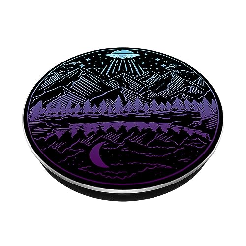 Galaxy UFO Abduction Space Astronaut Nature Lake Moon Alien PopSockets Standard PopGrip