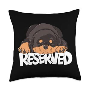 fidoratis fluffy dog lovers gifts and shirts reserved for the dog rottweiler rottie couch home decoration throw pillow, 18x18, multicolor