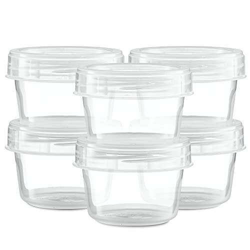 Elegant Disposables (4 Ounce 10 Pack) Clear Twist cap Containers Clear with Screw on Lids Twist Top Food Storage Freezer Containers