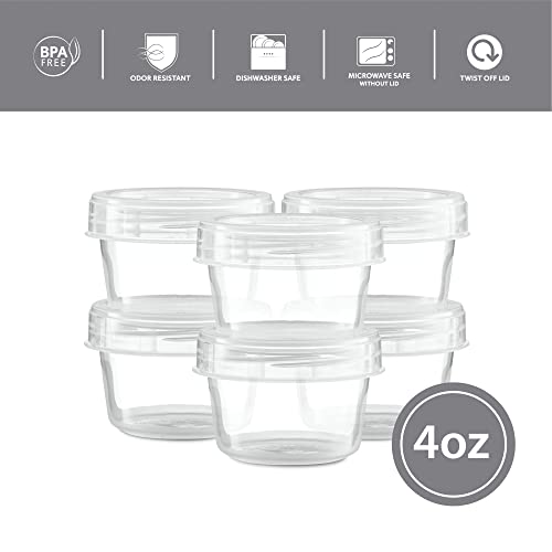 Elegant Disposables (4 Ounce 10 Pack) Clear Twist cap Containers Clear with Screw on Lids Twist Top Food Storage Freezer Containers