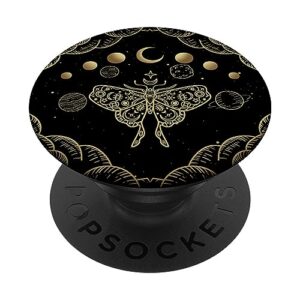 moon phases astrology moth cottagecore celestial aesthetic popsockets standard popgrip