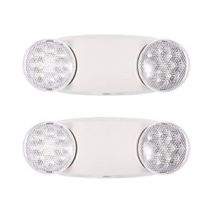 gruenlich led emergency exit lighting fixtures with 2 led bug eye heads and back up batteries- us standard emergency light, ul 924 qualified, 120-277 voltage, 2-pack