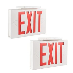 gruenlich led emergency exit sign with double face and back up batteries- us standard red letter exit lighting, ul 924 qualified, 120-277 voltage, 2-pack