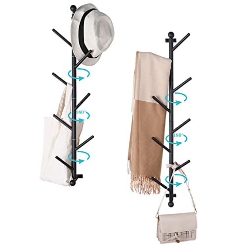 Hongtamoya 2 Pack Vertical Coat Rack/Hat Rack Wall Mount, Wall Mounted Coat Rack, Metal Wall Coat Rack for Entryway, Living Room, Bedroom