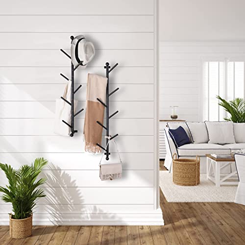 Hongtamoya 2 Pack Vertical Coat Rack/Hat Rack Wall Mount, Wall Mounted Coat Rack, Metal Wall Coat Rack for Entryway, Living Room, Bedroom