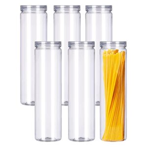 set of 6pcs tall pasta storage container with lid, food storage jar kitchen canister for spaghetti pasta and dry goods 2.1"diameter x 11.8"height