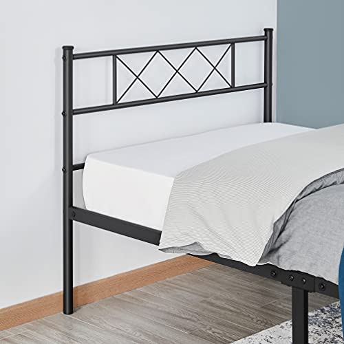 Yaheetech Black Twin Metal Platform Bed Frame Mattress Foundation with Headboard and Footboard Under Bed Storage Steel Slats No Box Spring Needed 2Pcs