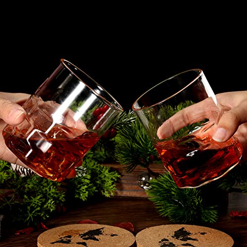 Grenade Whiskey Decanter with 2 Whiskey Glasses Set (New-tech Super Lightweight) and Wood Base-for Liquor, Scotch, Bourbon, Vodka, Wine, Brandy, Limited Edition Gifts for Men-1000ml