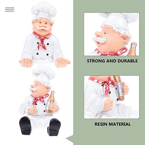 French Chef Figurine Wall Hook: Decorative Wall Mount Rack Hook Hanger 2Pcs Bakery Chef Statue Fat Chef Wall Art Decor for Kitchen Restaurant Bathroom