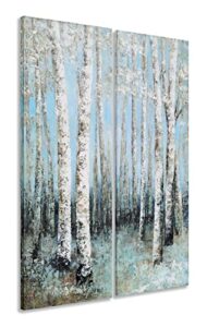 yhsky arts birch tree canvas wall art - abstract forest paintings with textured - 2 pieces nature pictures for living room bedroom bathroom decor