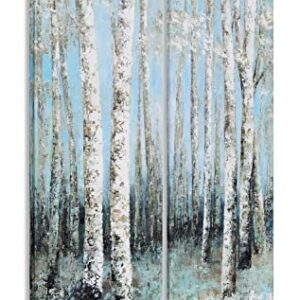 YHSKY ARTS Birch Tree Canvas Wall Art - Abstract Forest Paintings with Textured - 2 Pieces Nature Pictures for Living Room Bedroom Bathroom Decor