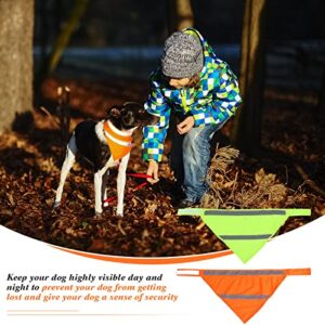 2 Pieces Dog Bandanas Reflective Dog Scarf Yellow Orange Dog Bandanas High Visibility Safety Dog Camping Bandana Triangle Bibs for Medium Large Pets Dog Cats Puppy Walking Reflective Wear at Night