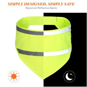 2 Pieces Dog Bandanas Reflective Dog Scarf Yellow Orange Dog Bandanas High Visibility Safety Dog Camping Bandana Triangle Bibs for Medium Large Pets Dog Cats Puppy Walking Reflective Wear at Night