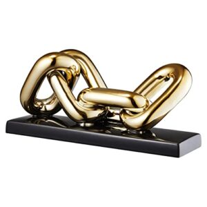aurim modern gold chain decor for living room - home coffee table sculpture - modish console, shelves art pieces - abstract ceramic decorations for house