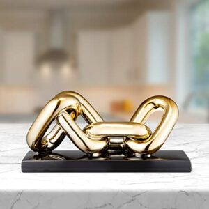 AURIM Modern Gold Chain Decor for Living Room - Home Coffee Table Sculpture - Modish Console, Shelves Art Pieces - Abstract Ceramic Decorations for House