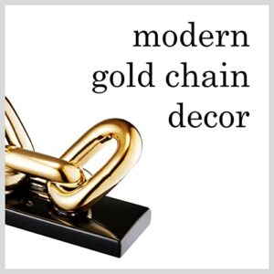 AURIM Modern Gold Chain Decor for Living Room - Home Coffee Table Sculpture - Modish Console, Shelves Art Pieces - Abstract Ceramic Decorations for House