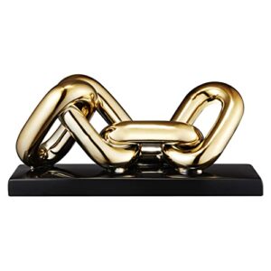 AURIM Modern Gold Chain Decor for Living Room - Home Coffee Table Sculpture - Modish Console, Shelves Art Pieces - Abstract Ceramic Decorations for House