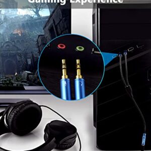 MillSO Headphone Splitter for Computer 3.5mm Female to 2 Dual 3.5mm Male Headset Splitter Cable Gold-Plated & Braided Gaming Headset to PC Adapter with Separate Audio & Mic Plug [Young Series]