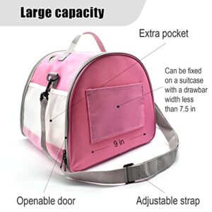 Small Animal Carrier Bag, Upgraded Portable Guinea Pig Carriers, Transparent Hamster Carrying Case, Reptile Rat Rabbit Bearded Dragon Hedgehog Carrier Bag for Travel, Hiking, Walking, Outdoor (Pink)