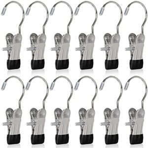 odilco black boot hanger clips, 24pc hook clips hold, hanging clothes pins hooks - portable stainless steel home travel hangers clips