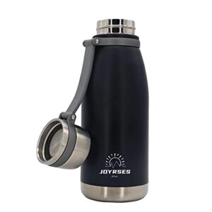 joyrses all stainless steel vacuum thermos,keeps beverage and water hot or cold for up to 20 hours,insulated water bottle22oz(dark blue）