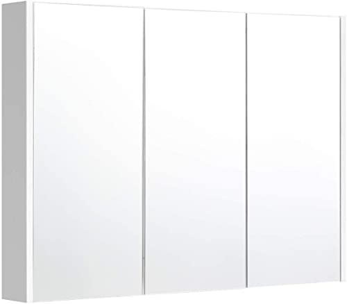 LUARANE Bathroom Medicine Cabinet, Wall Mounted Cabinet with Triple Mirror Door, Storage Organizer Cabinet with Adjustable Shelf, Mirror Cabinet for Bathroom Room Living Room, White