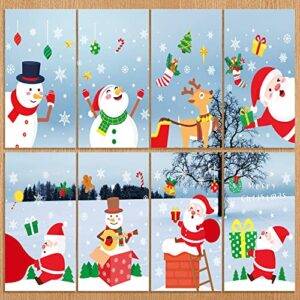 macood christmas window cling stickers for xmas holiday easter party gift, decoration of student dormitories/ homes/ restaurants/ hotels - 8 sheets