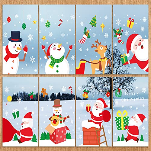 Macood Christmas Window Cling Stickers for Xmas Holiday Easter Party Gift, Decoration of Student Dormitories/ Homes/ Restaurants/ Hotels - 8 Sheets