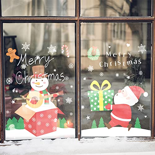 Macood Christmas Window Cling Stickers for Xmas Holiday Easter Party Gift, Decoration of Student Dormitories/ Homes/ Restaurants/ Hotels - 8 Sheets