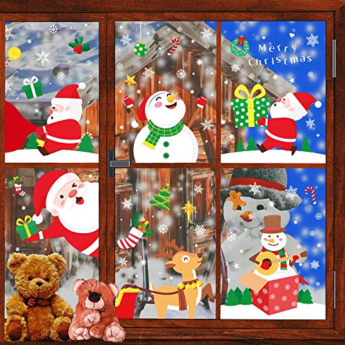 Macood Christmas Window Cling Stickers for Xmas Holiday Easter Party Gift, Decoration of Student Dormitories/ Homes/ Restaurants/ Hotels - 8 Sheets