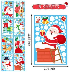 Macood Christmas Window Cling Stickers for Xmas Holiday Easter Party Gift, Decoration of Student Dormitories/ Homes/ Restaurants/ Hotels - 8 Sheets