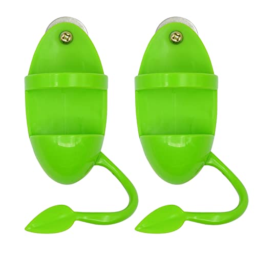 Junniu 2PCS Bird Cuttlebone Stand Holder Feeding Cup Rack Birdcage Accessories with Perches Supplies Fruit Vegetable Storage for Budgies Parakeet Cockatiel Conure Lovebird Finches, green