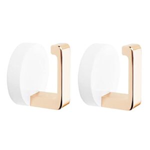 gold towel hook for bathroom set of 2 - upgraded 19 lb capacity white rose gold wall hooks for kitchen cabinet, closet heavy duty alu alloy robe hooks for bedroom hotel easy to use, 2 pack white gold