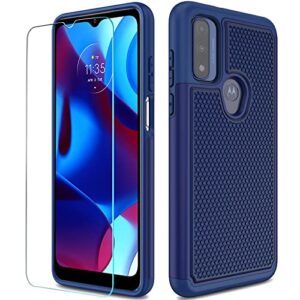 ntzw for moto g pure phone case: moto g power 2022 case - moto g play 2023 case protective case cover |anti-slip & shock-proof silicone tpu bumper | heavy duty protection case (dark blue)