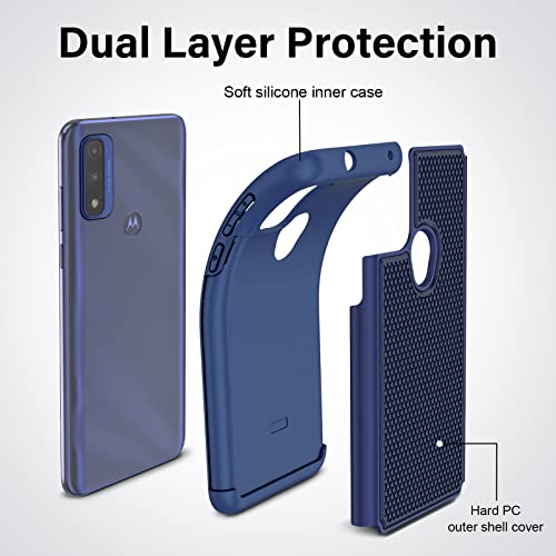 NTZW for Moto G Pure Phone Case: Moto G Power 2022 Case - Moto G Play 2023 Case Protective Case Cover |Anti-Slip & Shock-Proof Silicone TPU Bumper | Heavy Duty Protection Case (Dark Blue)