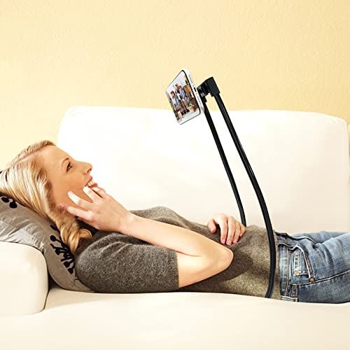 ZC GEL Phone Holder for Bed, Upgraded Neck Phone Holder Lazy Phones Stand 360°Rotation Gooseneck Phone Holder Hands Free for All Phones (Black)