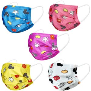 kids 50pcs disposable face_mask boys girls 3-layer earloop cartoon 5 colors face_mask for outdoor school