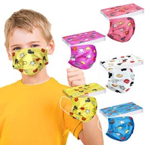 Kids 50PCS Disposable Face_Mask Boys Girls 3-Layer Earloop Cartoon 5 Colors Face_Mask for Outdoor School