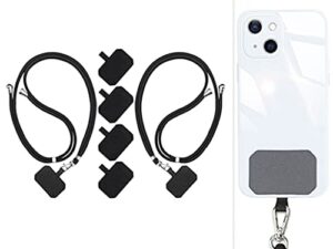universal cell phone lanyard ioxqp, 2 × universal phone lanyard,4× phone lanyard pads,black nylon adjustable neck strap compatible with all smartphone