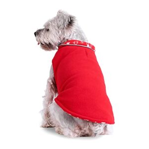 Mogoko Christmas Reversible Dog Sweater Safety Reflective Cat Cold Weather Coats Pet Jacket with Harness/Leash Hole for Puppy Small Dog Cat Red