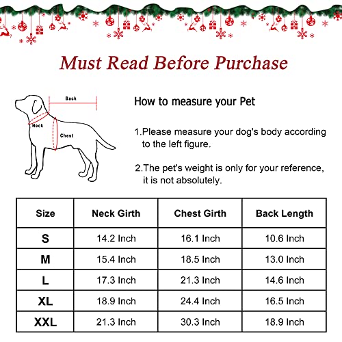 Mogoko Christmas Reversible Dog Sweater Safety Reflective Cat Cold Weather Coats Pet Jacket with Harness/Leash Hole for Puppy Small Dog Cat Red