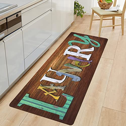 Tealp Laundry Mat 4ft Rubber Cushioned Rug Runner Farmhouse Laundry Room Rug Wood Printed Laundry Room Mats for Floor Colorful Laundry Sign Rug for Farmhouse Mudroom Indoor Outdoor Home Decor, 20"X48"