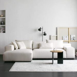 Acanva Modern Minimalist Sofa with Extra Deep Seats for Living Room, Bedroom and Lounge, L-Shaped Sectional Couch with Left Chaise