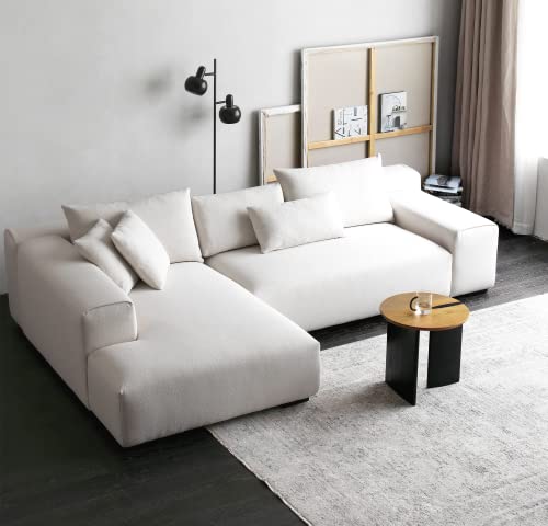 Acanva Modern Minimalist Sofa with Extra Deep Seats for Living Room, Bedroom and Lounge, L-Shaped Sectional Couch with Left Chaise