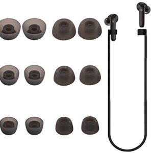 JNSA Replacement for Soundcore Life P3 P2 Silicone Eartips Ear Tips Accessories, Fit in The Charge case S/M/L Ear Tips 6 Pairs,Strap 1 PCS(Not fit in case),Black