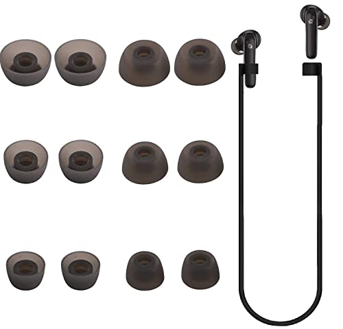 JNSA Replacement for Soundcore Life P3 P2 Silicone Eartips Ear Tips Accessories, Fit in The Charge case S/M/L Ear Tips 6 Pairs,Strap 1 PCS(Not fit in case),Black