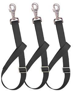 loaged adjustable nylon bucket strap （3 pack）- for hay nets, water buckets, hanging strap,horse outdoor feeders,heavy duty horse water feed, 30" (black)