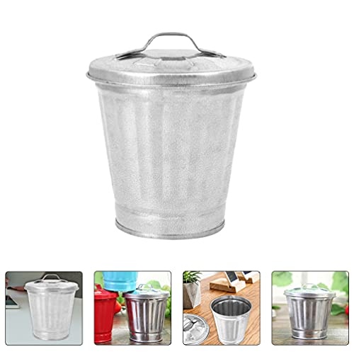 NUOBESTY Galvanized Trash Can Buckets Decorative Garbage Waste Basket for Bathroom Bedroom Vintage Farmhouse Metal Utility Pail Flower Pot