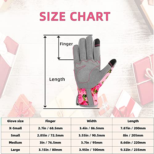 YRTSH Leather Gardening Gloves for Women, Flexible Breathable Garden Gloves, Thorn Proof Working Gloves Touch Screen Gardening Gifts - Large Pink