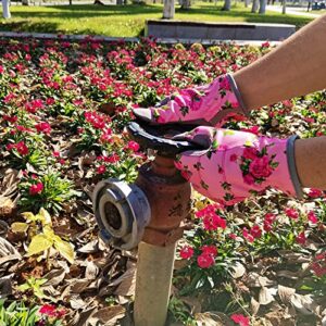 YRTSH Leather Gardening Gloves for Women, Flexible Breathable Garden Gloves, Thorn Proof Working Gloves Touch Screen Gardening Gifts - Large Pink